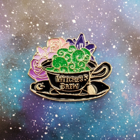 Witches Brew Tea Cup Enamel Pin - Picture 1 of 3